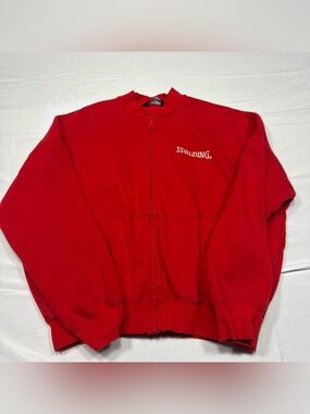 Spalding Red Full-Zip Bomber Jacket